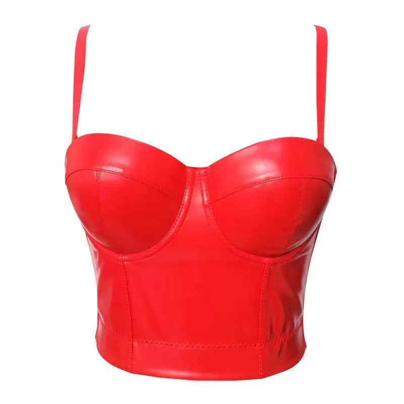 PU Leather Corset Top with Straps for Women