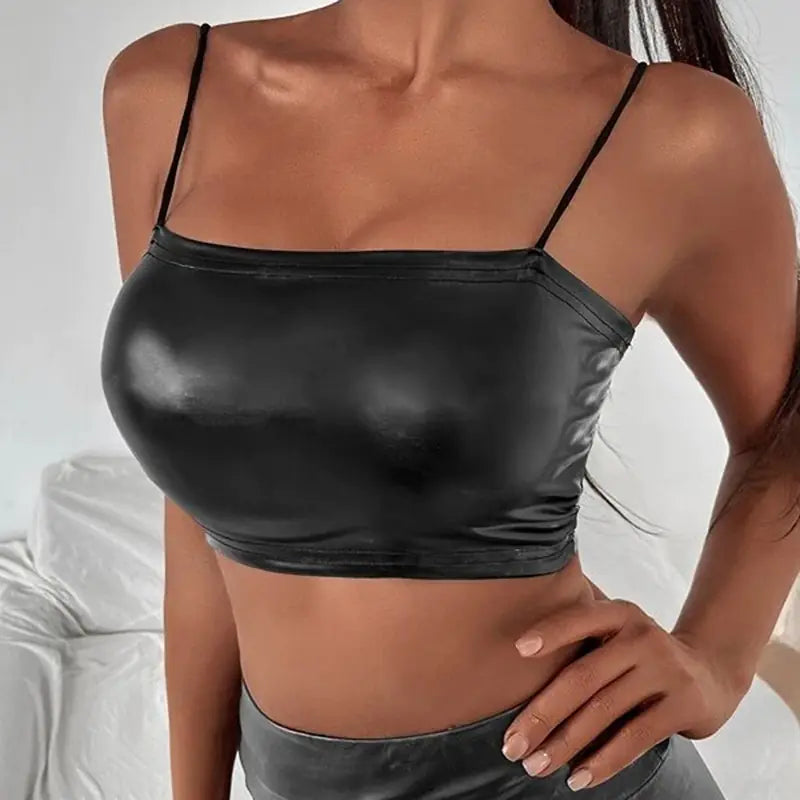 Women's Short Sexy Patent Leather Corset Vest