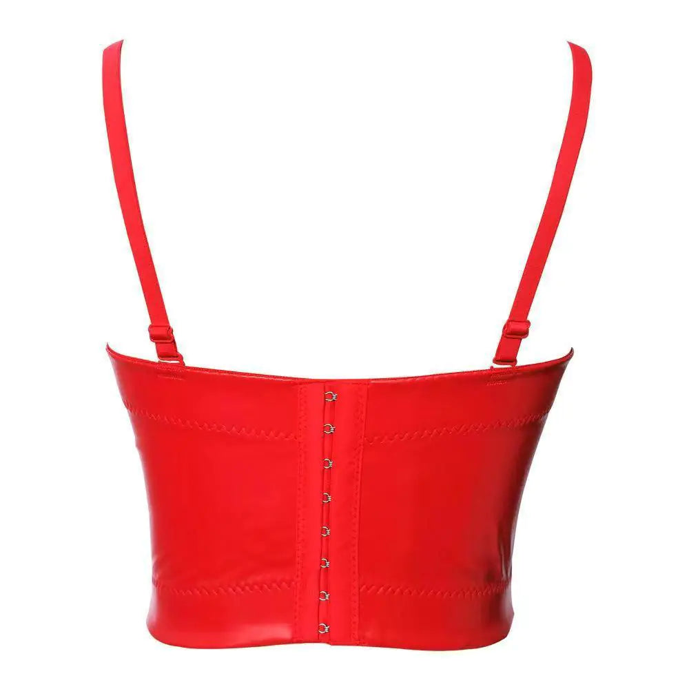 PU Leather Corset Top with Straps for Women